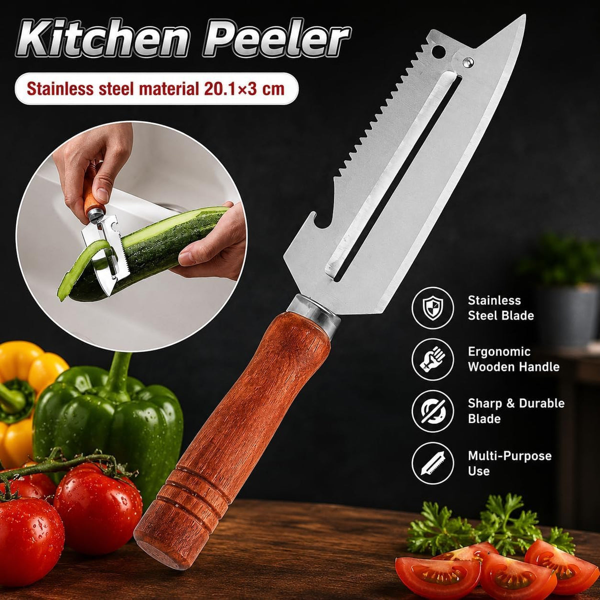 3-in-1 Wooden Peeler