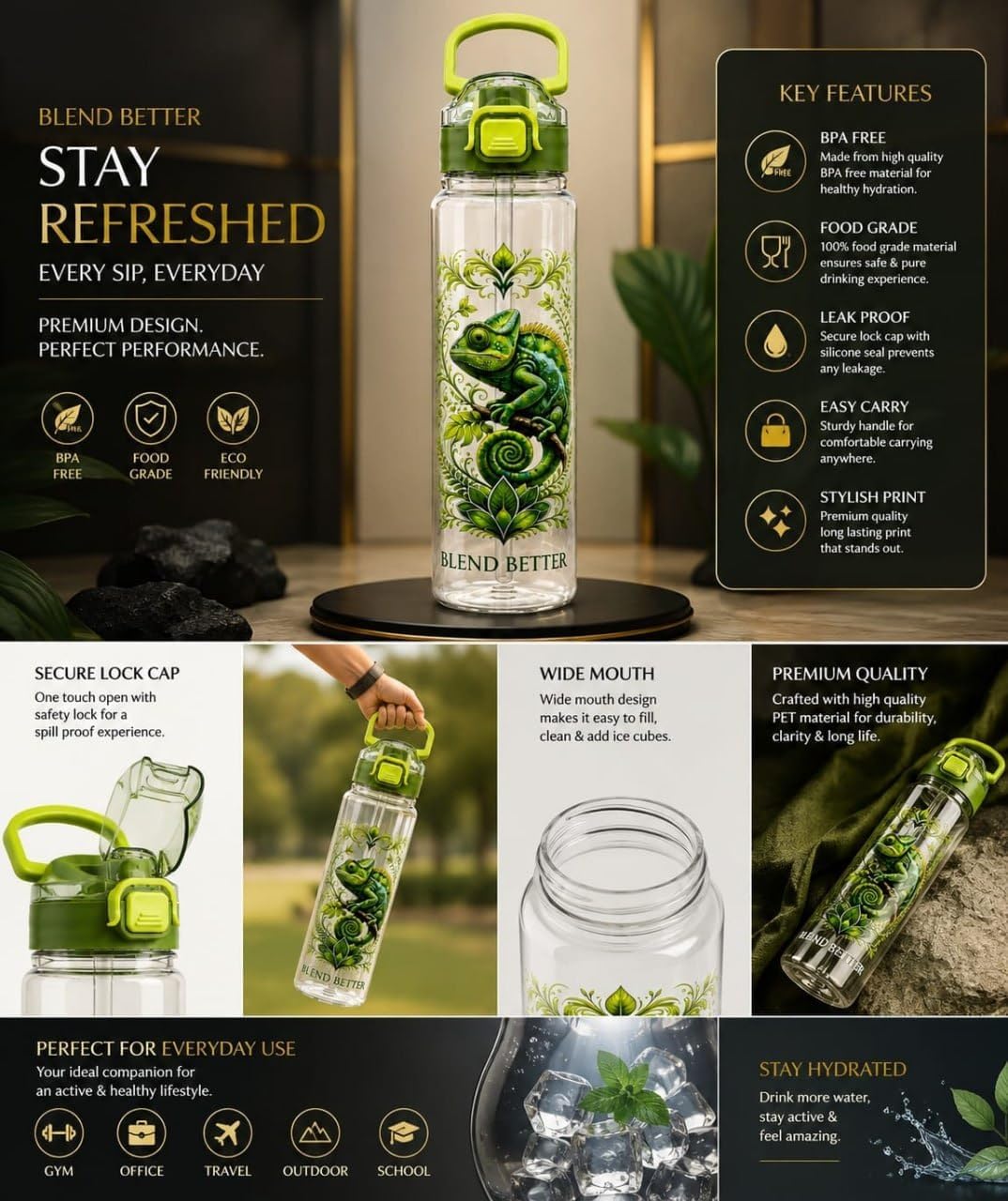 Chameleon-Printed Bottle (1000 ml)
